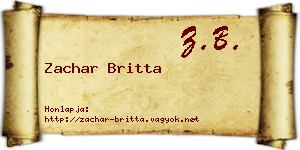 Zachar Britta névjegykártya